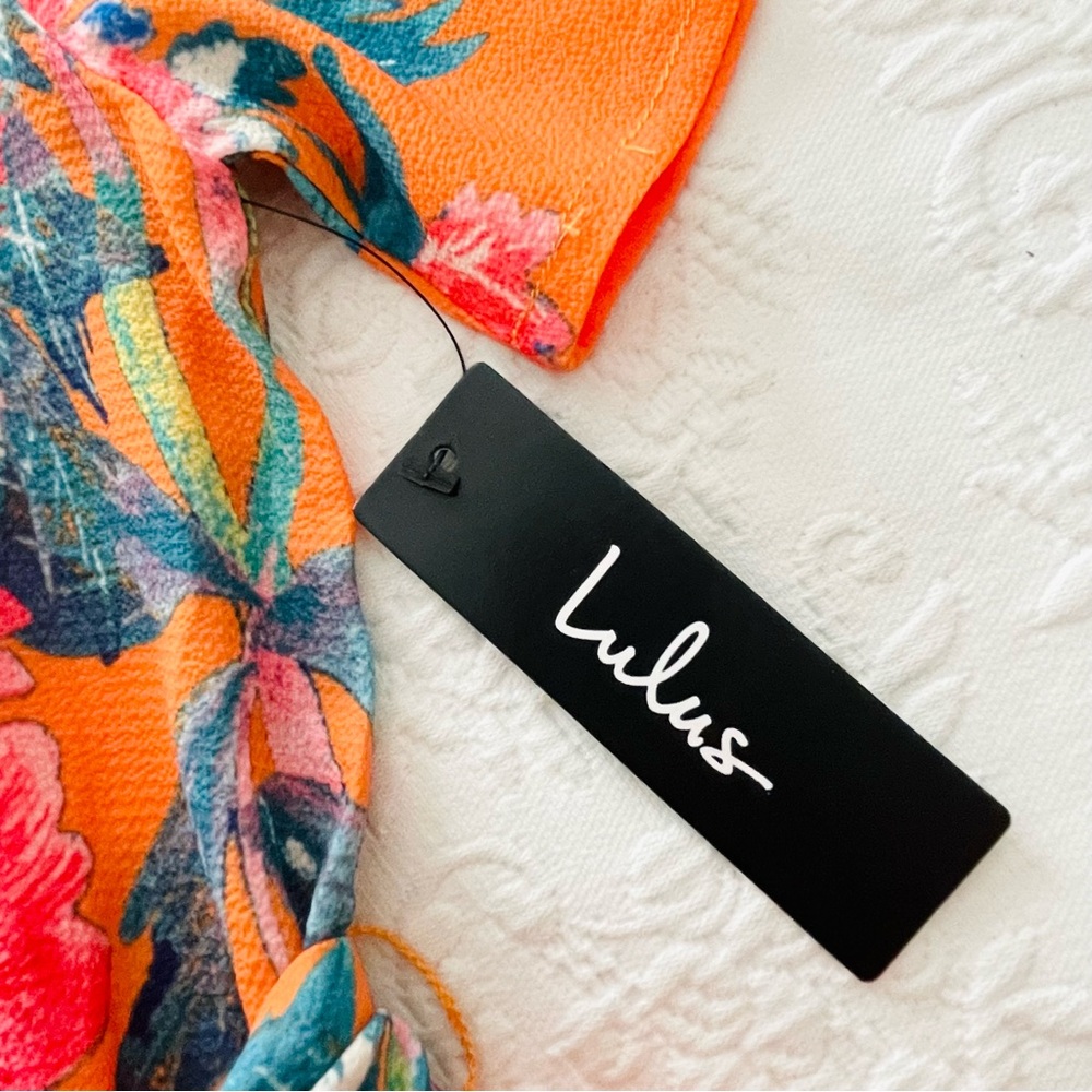 NWT Lulus Still In Paradise Orange Floral Print Maxi Dress Small - Picture 5 of 7